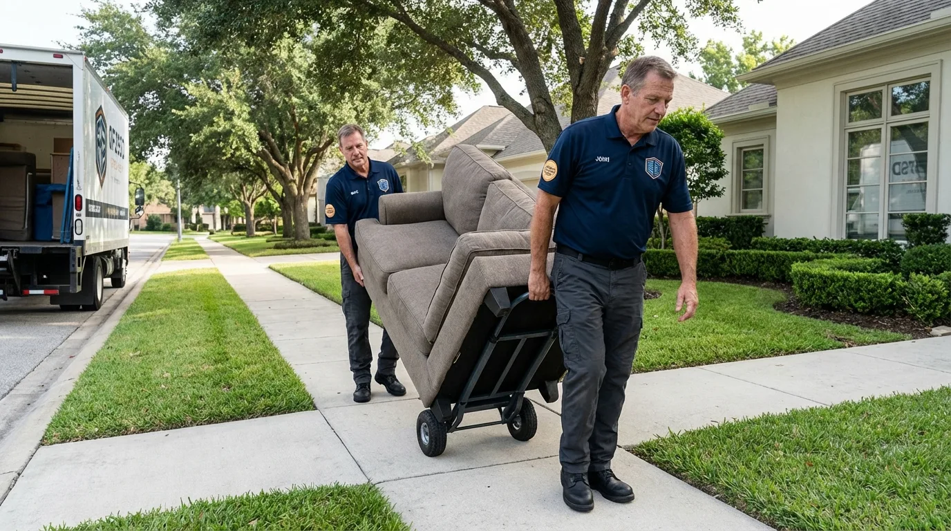 Local residential moving crew loading furniture in Wayland, NY